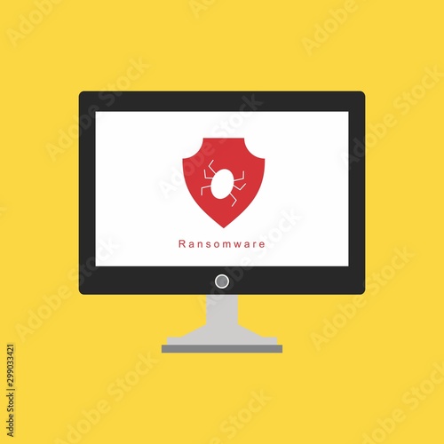 Bug in computer icon, error, bug or scam detected, thread, malware scan, Malware on computer display, Virus computer bug icon, Simple design