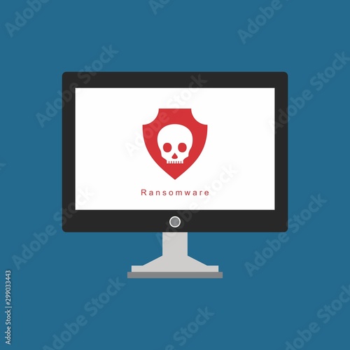 Bug in computer icon, error, bug or scam detected, thread, malware scan, Malware on computer display, Virus computer bug icon, Simple design
