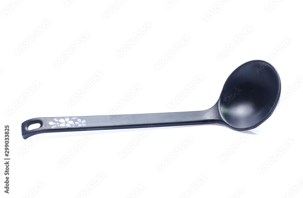 plastic black spoon, isolated on white background plastic black spoon, isolated on white background