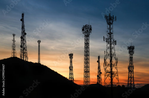Signal and communication towers have a royal background such as the fall