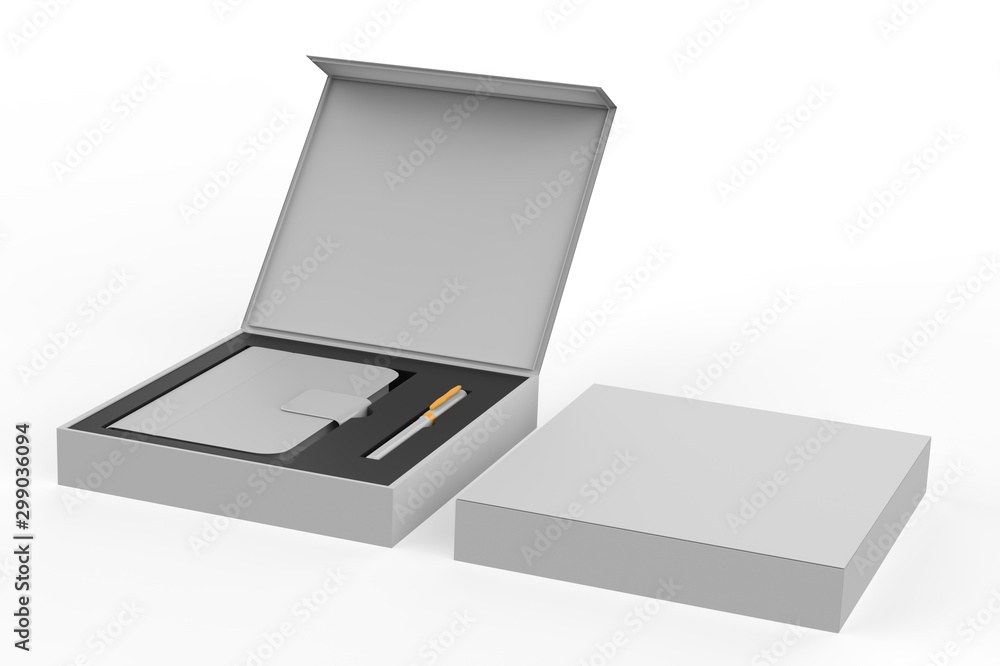 Blank dairy and pen set for branding and mock up. 3d illustration. Blank dairy and pen set for branding and mock up. 3d illustration.