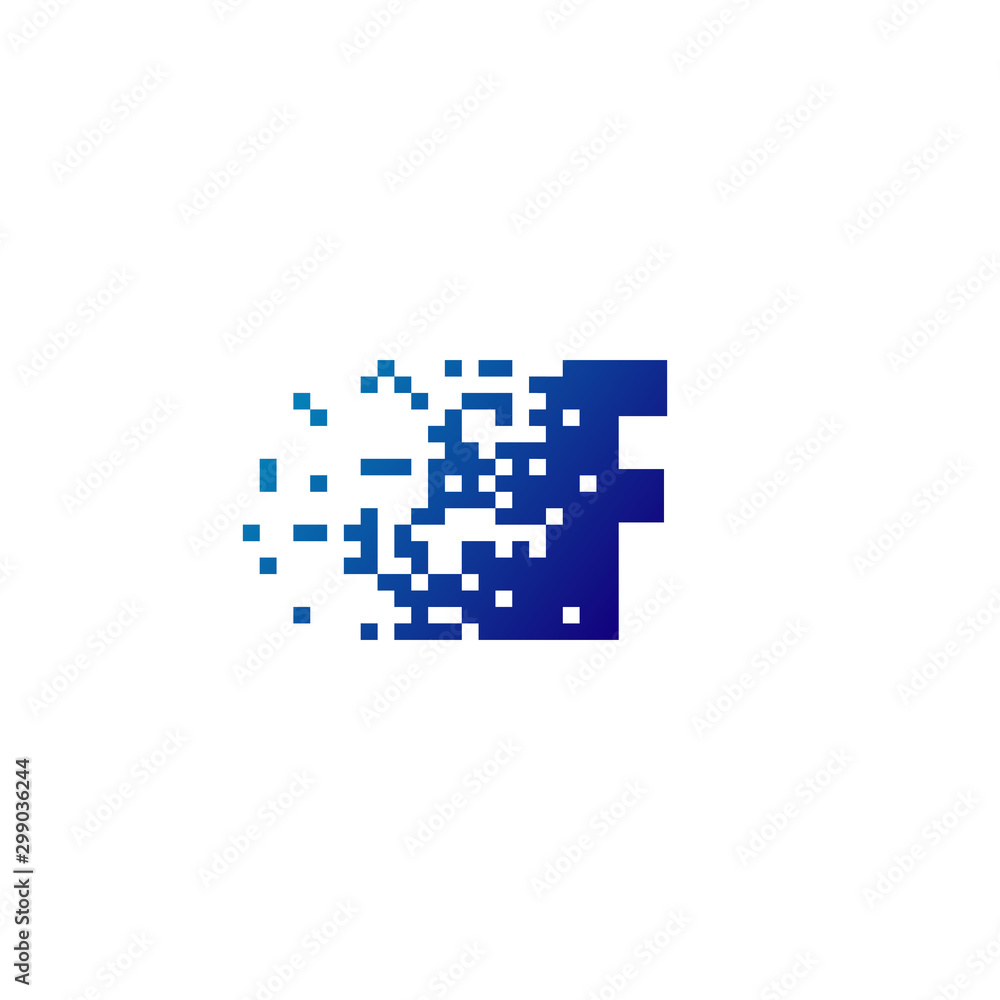 Letter F Pixel Logo, Fast Moving F Logo