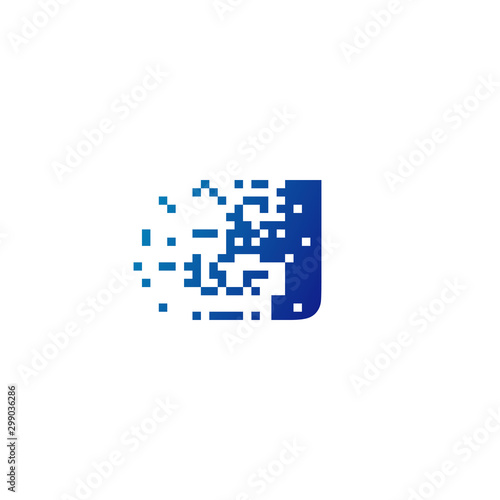 Letter J Pixel Logo, Fast Moving J Logo