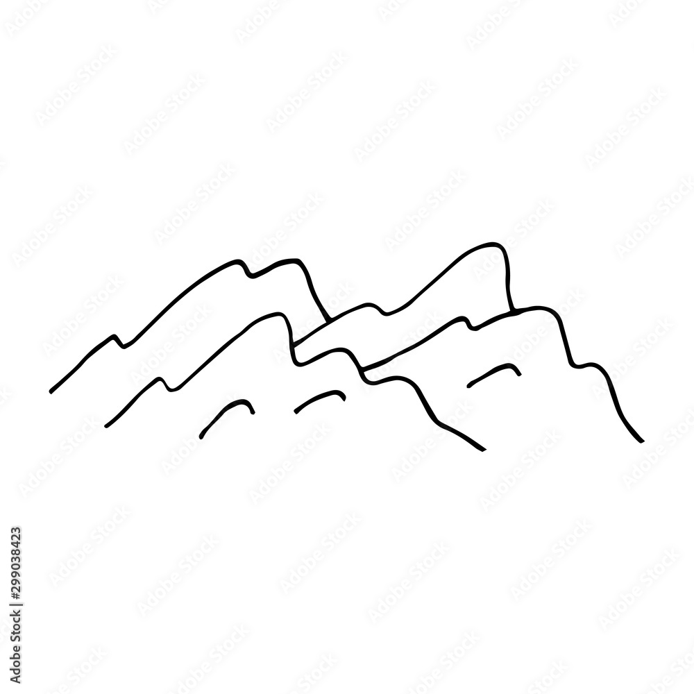 Vector hand drawn mountain sketch logo. Illustration on a white background. Freedom concept. Vector hand drawn mountain sketch logo. Illustration on a white background. Freedom concept.