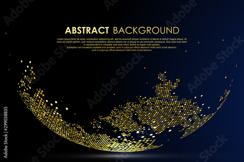 The golden dots make up the world, symbolizing the thriving world economy, vector illustration
