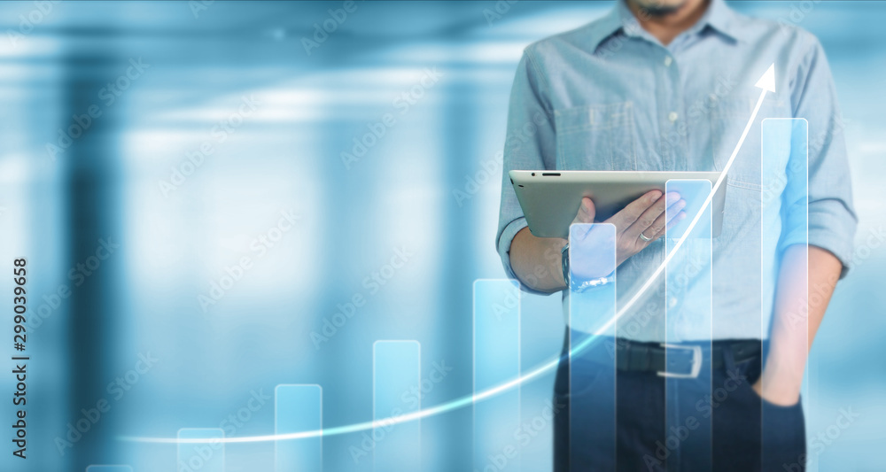 Businessman using digital tablet in hand.business idea Businessman using digital tablet in hand.business idea