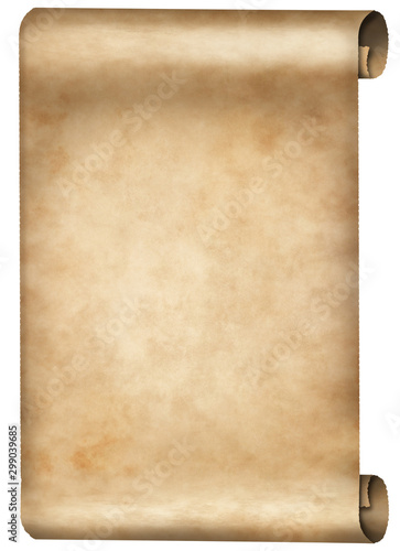 elder vintage parchment scroll isolated on white background