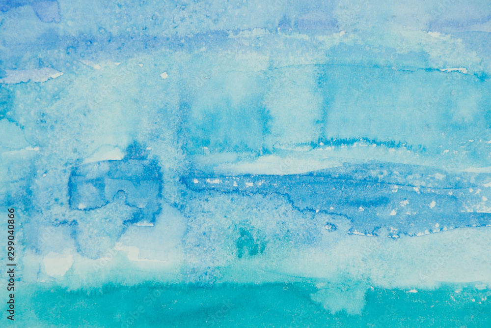 Abstract colorful blue watercolor background. Watercolor texture for card or creative banner design.