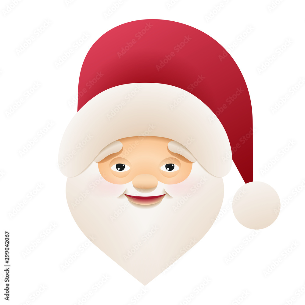 Cartoon Santa Claus head for Christmas cards, postcards, banners, tags and labels. Cartoon Santa Claus head for Christmas cards, postcards, banners, tags and labels.