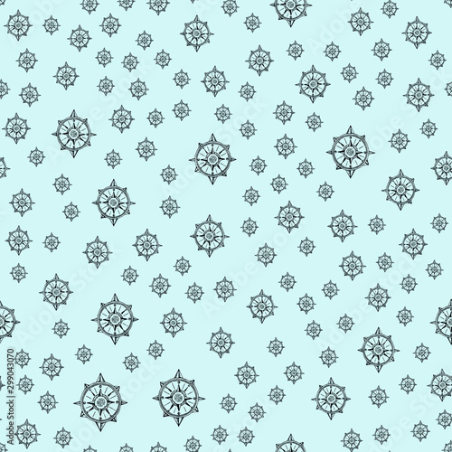 Marine vector. Hand drawn doodle marine pattern. Ocean background.
