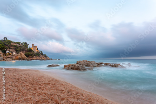 Mediterranean sea long exposure cloudy sky