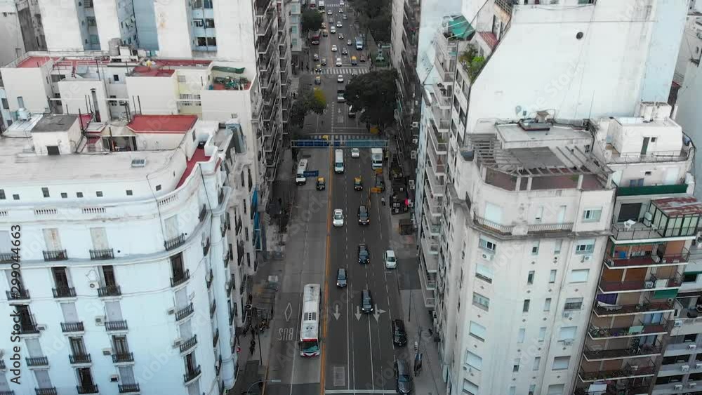 Cordoba Avenue, Street, Road, Cars, Buses (Buenos Aires, Argentina) aerial view Cordoba Avenue, Street, Road, Cars, Buses (Buenos Aires, Argentina) aerial view