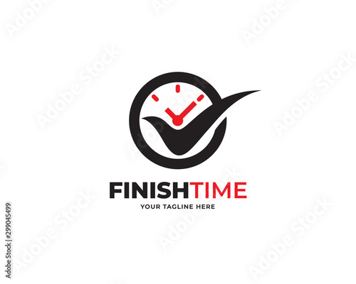check time logo template, finish time logo vector