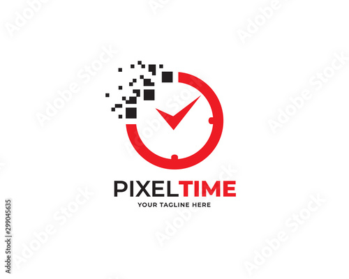 pixel time design logo template vector