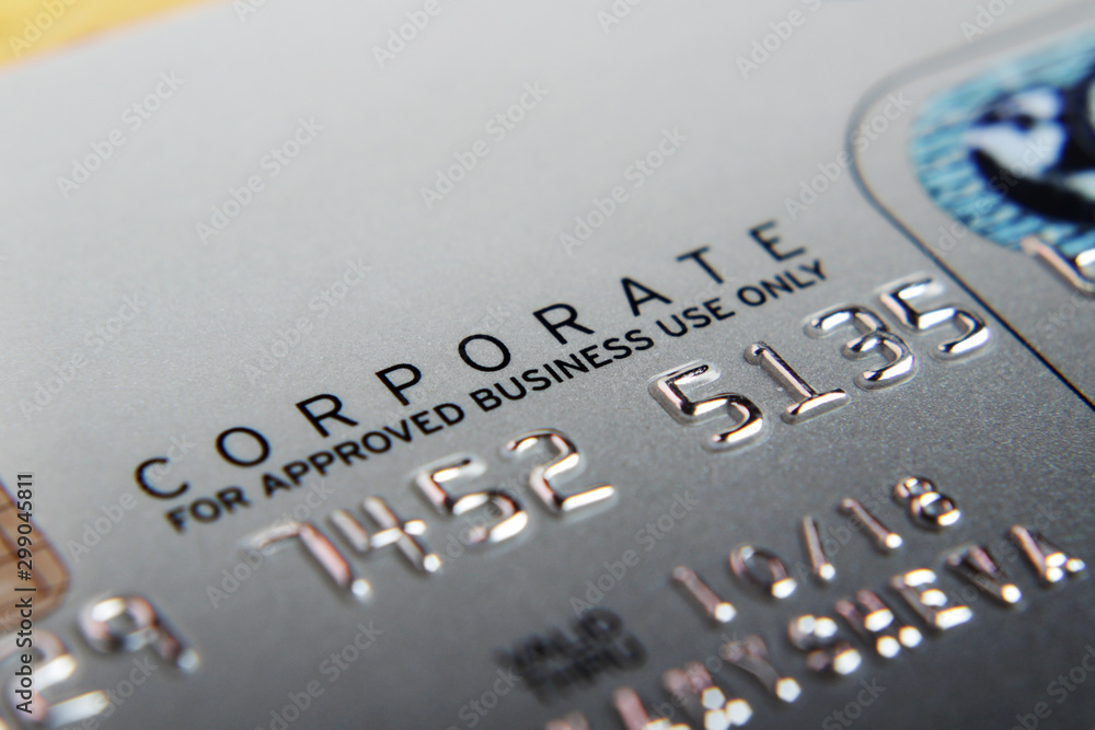 A corporate credit card, close view A corporate credit card, close view