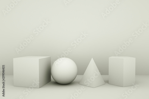 3d render of geometric objects on a gray background