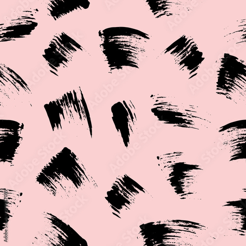 Mascara brush strokes seamless pattern. Pink cosmetic background. Brow bar design.  Vector illustration