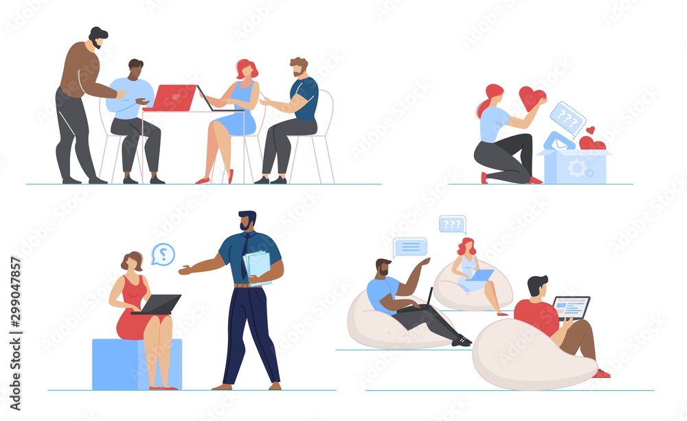 People Characters Blogging in Social Media Set People Characters Blogging in Social Media Set