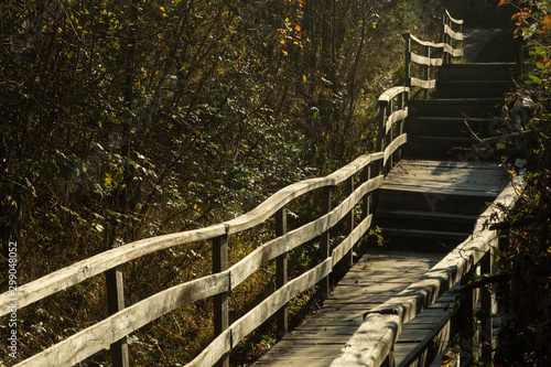 wooden walkway through the K  re mountains in north central Turkey