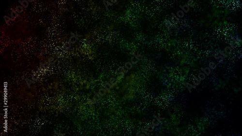 Small particles dancing motion background loop green