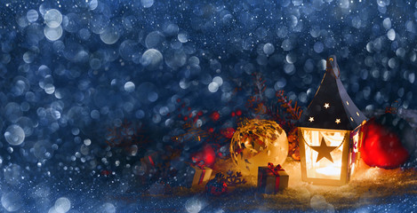 Lantern and christmas decoration