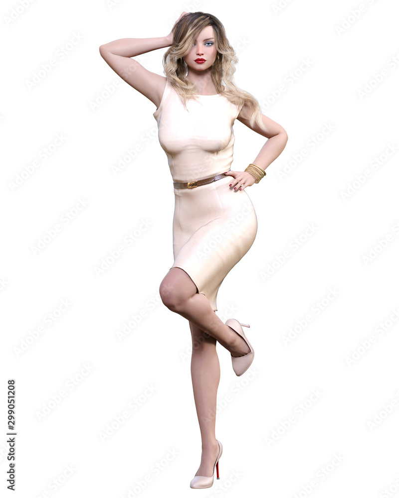 Beautiful woman in cream business suit dress. Beautiful woman in cream business suit dress.