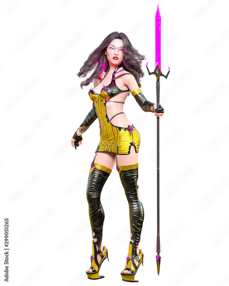 3D japanese assassin warrior amazon woman render. 3D japanese assassin warrior amazon woman render.
