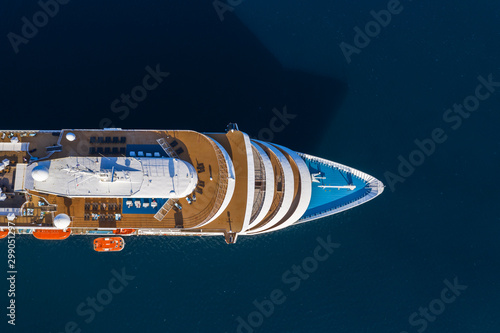 View of drone to passenger ship in sea © niki spasov