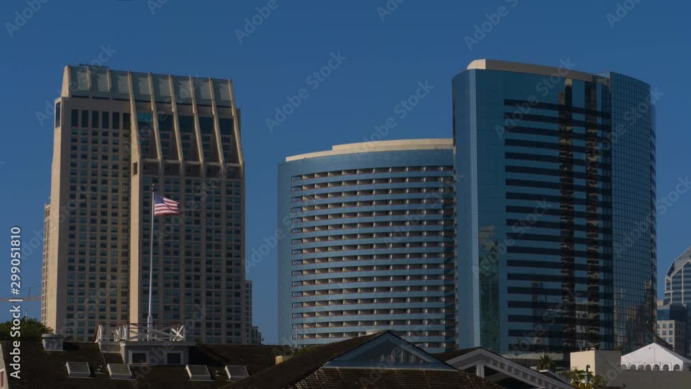 San Diego Hotel Buildings Downtown Establishing Shot