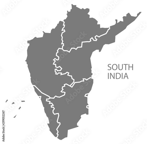 South India gray region map illustration