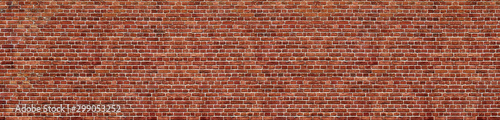Valokuva Old red brick wall background, wide panorama of masonry