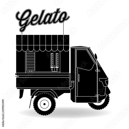 Italienischer Eiswagen Dreirad Gelato Silhouette