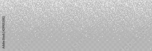 Falling Snow. Winter Christmas Illustration. Snowfall isolated on transparent background. Snow with Snowflakes vector illustration. Realistic little Christmas Snow Panorama view