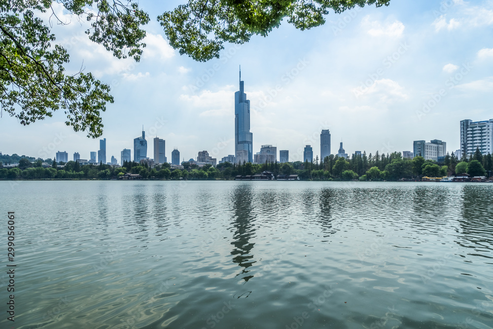Xuanwu Lake and Skyline of Urban Architecture in Nanjing