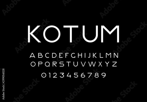 Trendy slim font. Minimalistic light alphabet. Decorative sans serif typeface. Use it for text and lettering. Vector font. Vector Illustration. EPS 10