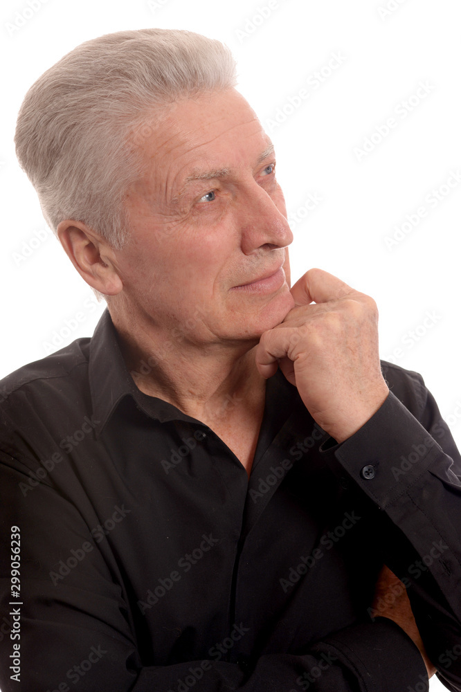 Close up portrait of thinking senior man Close up portrait of thinking senior man