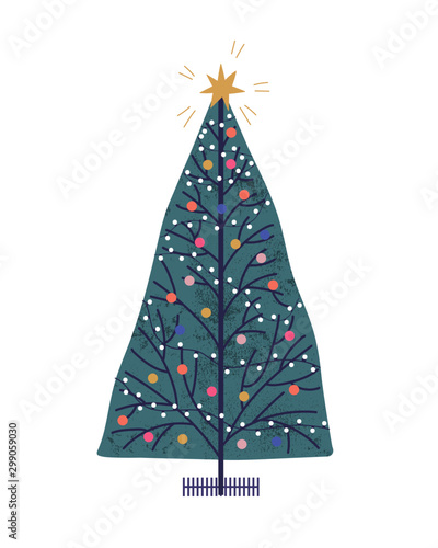 Christmas tree hand drawn vector illustration
