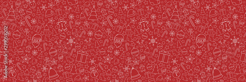 Beautiful Xmas pattern with ornaments. Christmas wrapping paper concept. Vector photo