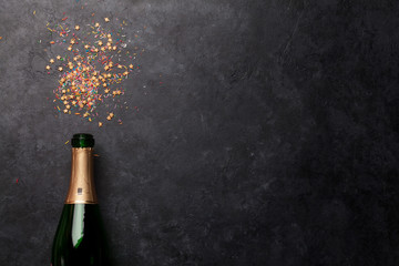 Champagne bottle and sweets holiday