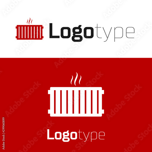 Red Heating radiator icon isolated on white background. Logo design template element. Vector Illustration