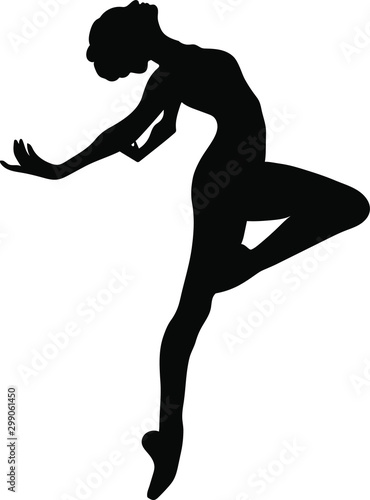 Ballerina silhouette on white background. Vector ballet girl 