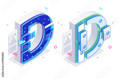 Letters D with social networks elements