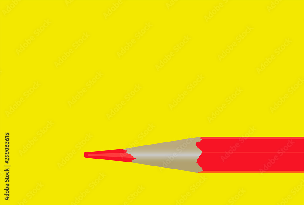 Office red sharpened pencil on a yellow table Office red sharpened pencil on a yellow table