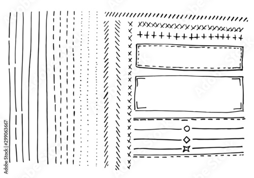 Doodle hand drawn vector lines, frames and dividers set for web banners and sites