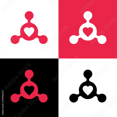 Heart connection logo set, share love icon, vector illustration design