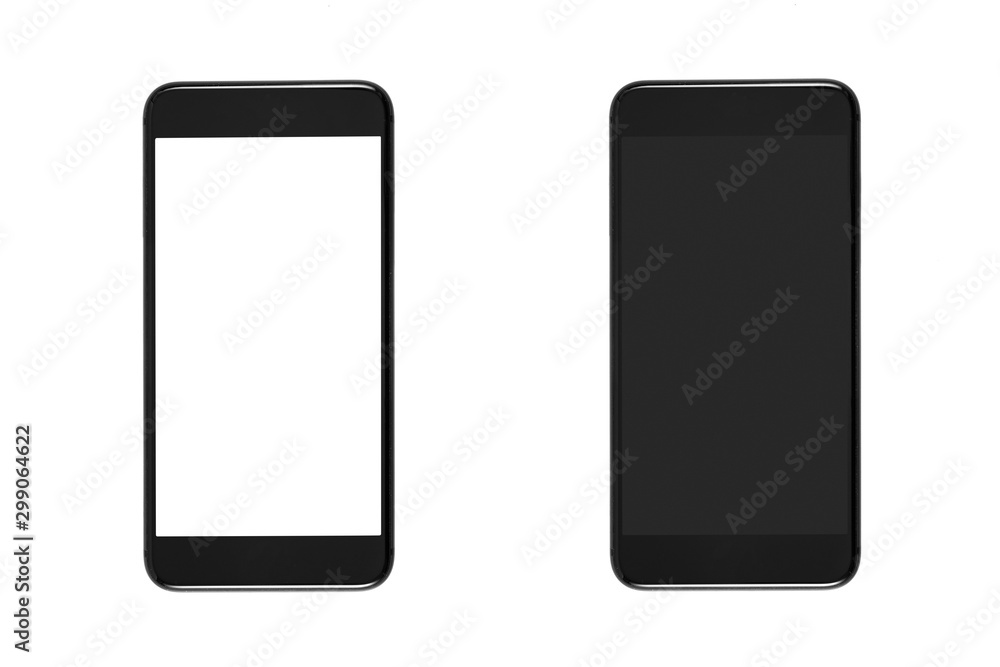 Czarny smartfon, tablet z gładkim ekranem na białym tle Czarny smartfon, tablet z gładkim ekranem na białym tle