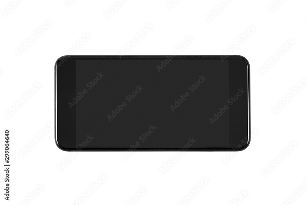 Czarny smartfon, tablet z gładkim ekranem na białym tle Czarny smartfon, tablet z gładkim ekranem na białym tle