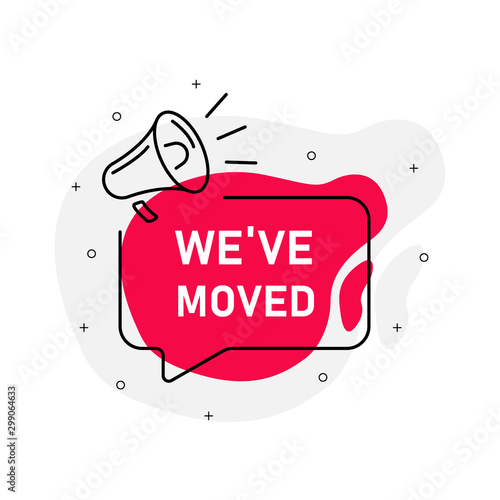 We`ve moved abstraction red stamp vector isolated on white background. Vector illustration.