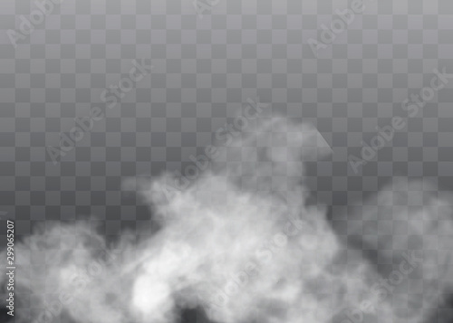 Transparent special effect stands out with fog or smoke. White cloud vector, fog or smog. photo
