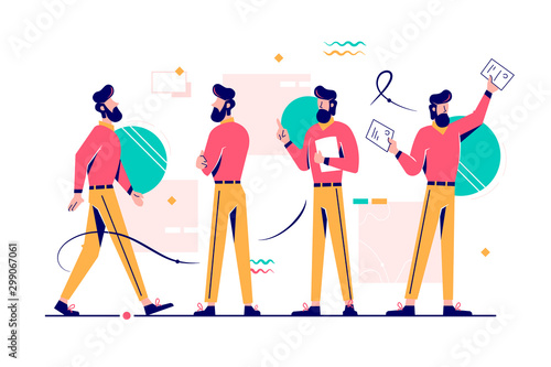 Man character in different poses set